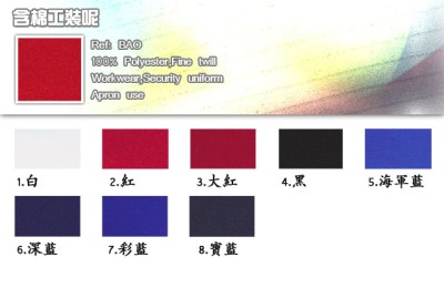 含棉工裝呢  100％polyester,fine twill 45度照